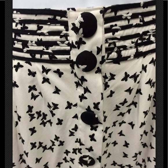 eShakti Skirt Butterfly Button Gathered Pencil NWOT Black White - Picture 2 of 7